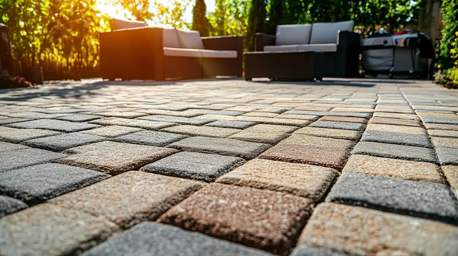 Paver patio with outdoor furniture adding home value in Bradenton, FL